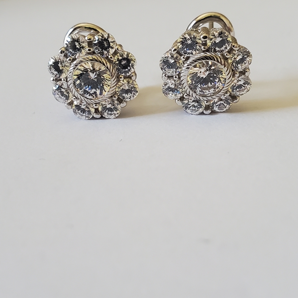 Judith Ripka Silver Crystal Cluster Earrings